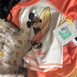 Disney Orange and White Mickey Mouse Rashguard Set